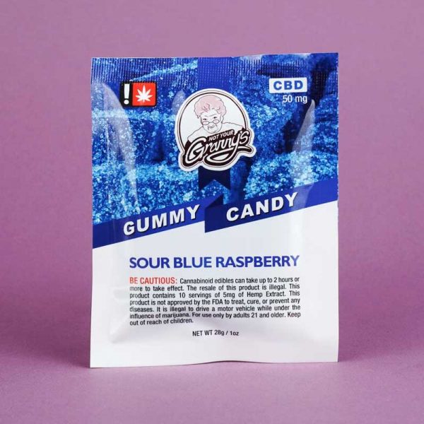 Not Your Grannys Sour Blue Raspberry CBD Gummy Candy by Rose City Confections