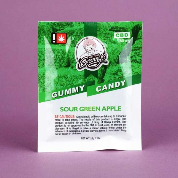 Not Your Grannys Sour Green Apple CBD Gummy Candy by Rose City Confections